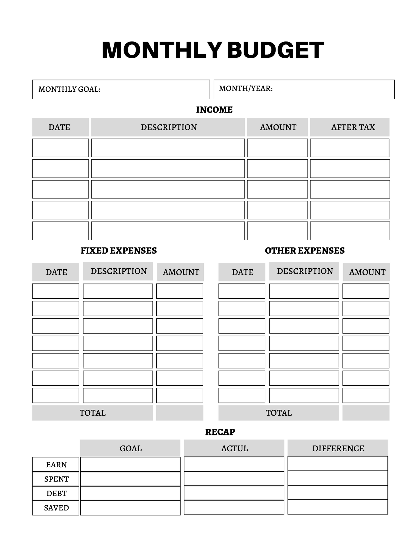 Workbook - Budget & Financial Planner